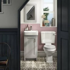 Chatsworth Traditional Grey Vanity - 425mm Wide -Cloakroom Vanity Units Shop C425GRY n d4 460