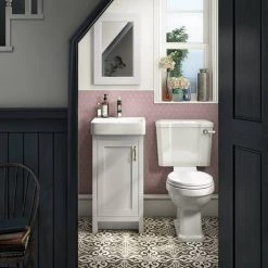 Chatsworth Traditional White Vanity - 425mm Wide -Cloakroom Vanity Units Shop C425WHT n d2 460