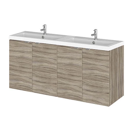 Hudson Reed 1200mm Driftwood Full Depth Wall Hung Unit & Double Basin 1 Hudson Reed 1200mm Driftwood Full Depth Wall Hung Unit & Double Basin