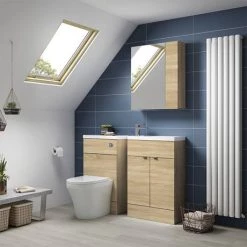 Hudson Reed Fusion Natural Oak 605x260mm Compact Vanity Unit & Basin -Cloakroom Vanity Units Shop CBI306 d3 460