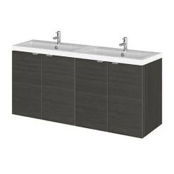 Hudson Reed 1200mm Hacienda Black Full Depth Wall Hung Unit & Double Basin