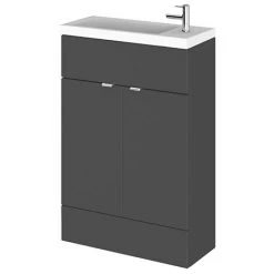 Hudson Reed Fusion Gloss Grey 605x260mm Compact Vanity Unit & Basin