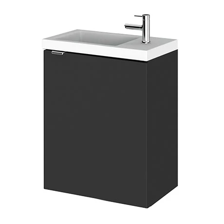 Hudson Reed 400mm Gloss Grey Wall Hung Compact Unit & Basin 1 Hudson Reed 400mm Gloss Grey Wall Hung Compact Unit & Basin