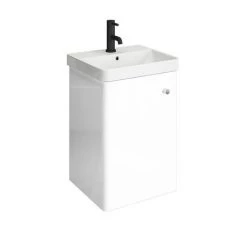 Cruze 400mm Curved Gloss White Wall Hung Vanity Unit -Cloakroom Vanity Units Shop CRZ4WHVW D3 460