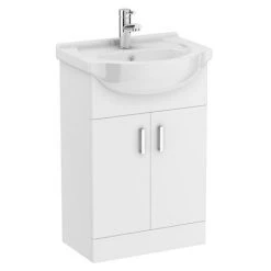 Cove White Gloss Double Basin Vanity + Drawer Combination Unit -Cloakroom Vanity Units Shop CV1400PK d3 460