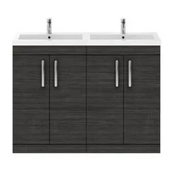 Brooklyn 1205mm Black Double Basin Vanity Unit -Cloakroom Vanity Units Shop DBFS12BLK detail2 460