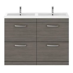 Brooklyn 1205mm Grey Avola Double Basin 4 Drawer Vanity Unit -Cloakroom Vanity Units Shop DBFS12GA4D d3 460