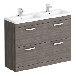 Brooklyn 1205mm Grey Avola Double Basin 4 Drawer Vanity Unit