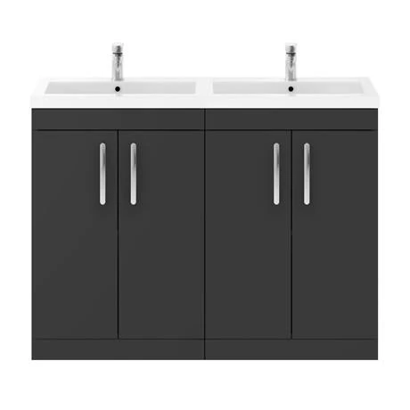 Brooklyn 1205mm Gloss Grey Double Basin Vanity Unit 2 Brooklyn 1205mm Gloss Grey Double Basin Vanity Unit - Image 2