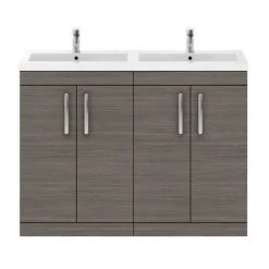 Brooklyn 1205mm Grey Avola Double Basin Vanity Unit -Cloakroom Vanity Units Shop DBFS12GRY detail2 460