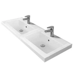 Brooklyn 1205mm Gloss Grey Wall Hung Double Basin Vanity Unit -Cloakroom Vanity Units Shop DBWH12GG d2 460