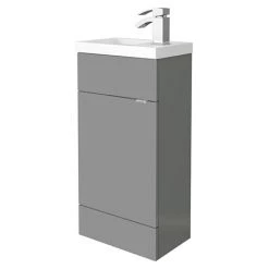 Hudson Reed 405mm Gloss Grey Compact Floor Standing Vanity Unit inc. Basin