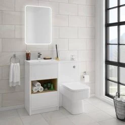 Haywood 500mm Gloss White / Natural Oak 2 Drawer Vanity Unit with Open Shelf + Ceramic Basin 5 Haywood 500mm Gloss White / Natural Oak 2 Drawer Vanity Unit with Open Shelf + Ceramic Basin -Cloakroom Vanity Units Shop HYWFS5 detail2 460