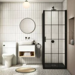 Haywood Gloss White / Natural Oak Wall Hung Countertop Vanity - 600mm w. Open Shelf + Bellato Grey Worktop -Cloakroom Vanity Units Shop HYWWH6GWT d2 460