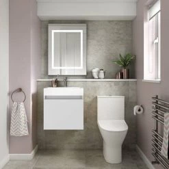 Milan Juno 500 x 360mm Grey Mist Wall Hung Vanity Unit -Cloakroom Vanity Units Shop JN5GM d5 460