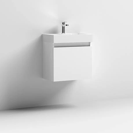 Milan Juno Slim Wall Hung Vanity Unit - Gloss White - 500 x 300mm 3 Milan Juno Slim Wall Hung Vanity Unit - Gloss White - 500 x 300mm - Image 3