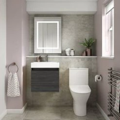 Milan Juno 500 x 360mm Black Wall Hung Vanity Unit -Cloakroom Vanity Units Shop JN5HB n d1 460