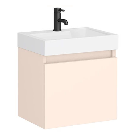 Milan Juno 500 x 360mm Blush Pink Wall Hung Vanity Unit 1 Milan Juno 500 x 360mm Blush Pink Wall Hung Vanity Unit