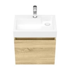 Milan Juno 500 x 360mm Natural Oak Wall Hung Vanity Unit -Cloakroom Vanity Units Shop JN5NO nw d1 460