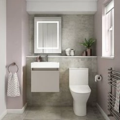 Milan Juno 500 x 360mm Stone Grey Wall Hung Vanity Unit 8 Milan Juno 500 x 360mm Stone Grey Wall Hung Vanity Unit -Cloakroom Vanity Units Shop JN5SG d6 460