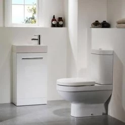 Tavistock Kobe 450mm Freestanding Unit & Basin - Gloss White -Cloakroom Vanity Units Shop KFS45W D1 460