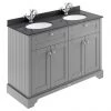 Old London 1200mm Cabinet & Double Bowl Black Marble Top - Storm Grey