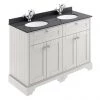 Old London 1200mm Cabinet & Double Bowl Black Marble Top - Timeless Sand