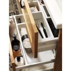 Miller London 120 Wall Hung Four Drawer Vanity Unit + Double Basin - Oak 10 Miller London 120 Wall Hung Four Drawer Vanity Unit + Double Basin - Oak -Cloakroom Vanity Units Shop LOND60WHIDR D3N 460