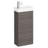 Milan W400 x D222mm Grey Avola Effect Compact Floor Standing Basin Unit
