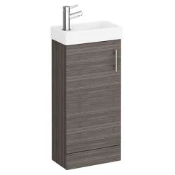 Milan W400 x D222mm Grey Avola Effect Compact Floor Standing Basin Unit