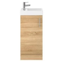 Milan W400 x D222mm Natural Oak Effect Compact Floor Standing Basin Unit -Cloakroom Vanity Units Shop MIL005 nd1 460