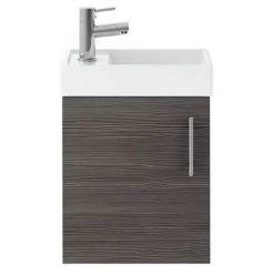 Milan W400 x D222mm Grey Avola Effect Compact Wall Hung Basin Unit -Cloakroom Vanity Units Shop MIL009 D1 460