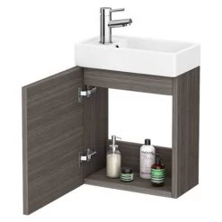 Milan W400 x D222mm Grey Avola Effect Compact Wall Hung Basin Unit -Cloakroom Vanity Units Shop MIL009 d2 460