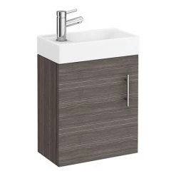 Milan W400 x D222mm Grey Avola Effect Compact Wall Hung Basin Unit
