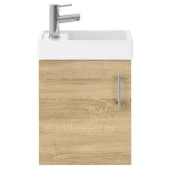 Milan W400 x D222mm Natural Oak Effect Compact Wall Hung Basin Unit -Cloakroom Vanity Units Shop MIL011 detail1 460