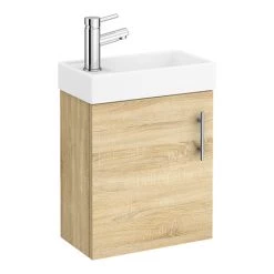 Milan W400 x D222mm Natural Oak Effect Compact Wall Hung Basin Unit