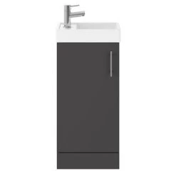 Milan W400 x D222mm Gloss Grey Compact Floor Standing Basin Unit 6 Milan W400 x D222mm Gloss Grey Compact Floor Standing Basin Unit -Cloakroom Vanity Units Shop MIL014 nd1 460