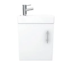 Milan Modern Wall Hung Basin Vanity Unit - Gloss White (W400 x D222mm) -Cloakroom Vanity Units Shop MILWHGW D3 460