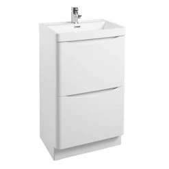 Monza Gloss White 500mm Wide Floor Standing Vanity Unit