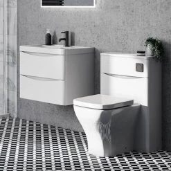 Monza Gloss White 500mm Wide Wall Mounted Vanity Unit -Cloakroom Vanity Units Shop MZ5GWWH1 d2 460