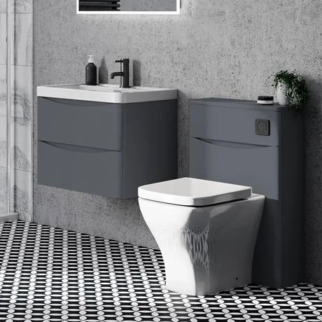 Monza Matt Grey 500mm Wide Wall Mounted Vanity Unit 2 Monza Matt Grey 500mm Wide Wall Mounted Vanity Unit - Image 2
