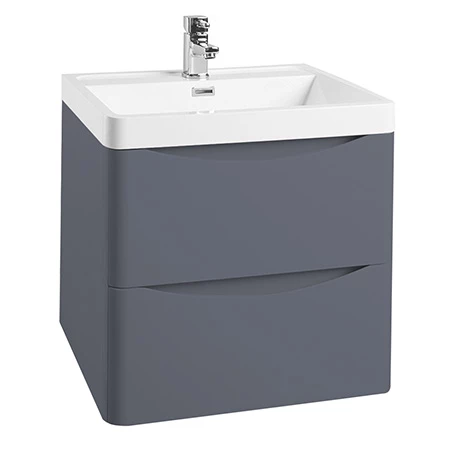Monza Matt Grey 500mm Wide Wall Mounted Vanity Unit 1 Monza Matt Grey 500mm Wide Wall Mounted Vanity Unit