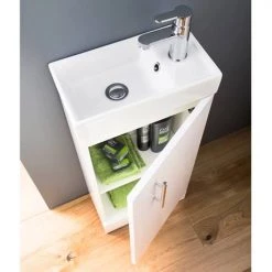 Nuie - Minimalist Compact Floor Standing Basin Unit W400 x D222mm - Gloss White - NVX192 5 Nuie - Minimalist Compact Floor Standing Basin Unit W400 x D222mm - Gloss White - NVX192 -Cloakroom Vanity Units Shop NVX192 d2 460
