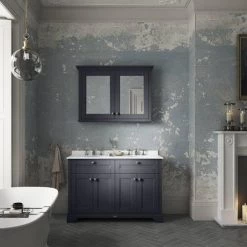 Old London 1200mm Cabinet & Double Bowl White Marble Top - Twilight Blue 5 Old London 1200mm Cabinet & Double Bowl White Marble Top - Twilight Blue -Cloakroom Vanity Units Shop OLWM12TB d2 460