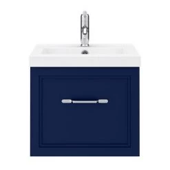 Period Bathroom Co. Wall Hung Vanity - Matt Blue - 500mm 1 Drawer with Chrome Handle 7 Period Bathroom Co. Wall Hung Vanity - Matt Blue - 500mm 1 Drawer with Chrome Handle -Cloakroom Vanity Units Shop PBC5WHBLU1D d4 460