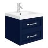 Period Bathroom Co. Wall Hung Vanity - Matt Blue - 500mm 2 Drawer with Chrome Handles