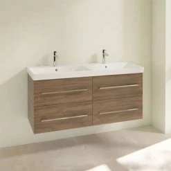 Villeroy and Boch Avento Arizona Oak 1200mm Wall Hung 4-Drawer Double Vanity Unit -Cloakroom Vanity Units Shop SAVE29VH01 D1 460
