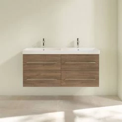 Villeroy and Boch Avento Arizona Oak 1200mm Wall Hung 4-Drawer Double Vanity Unit -Cloakroom Vanity Units Shop SAVE29VH01 D2 460