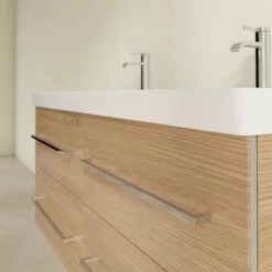 Villeroy and Boch Avento Nordic Oak 1200mm Wall Hung 4-Drawer Double Vanity Unit -Cloakroom Vanity Units Shop SAVE29VJ01 D4 460