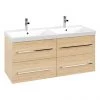 Villeroy and Boch Avento Nordic Oak 1200mm Wall Hung 4-Drawer Double Vanity Unit